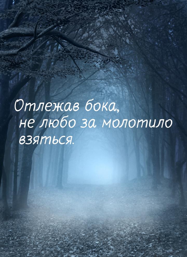 Отлежав бока, не любо за молотило взяться.