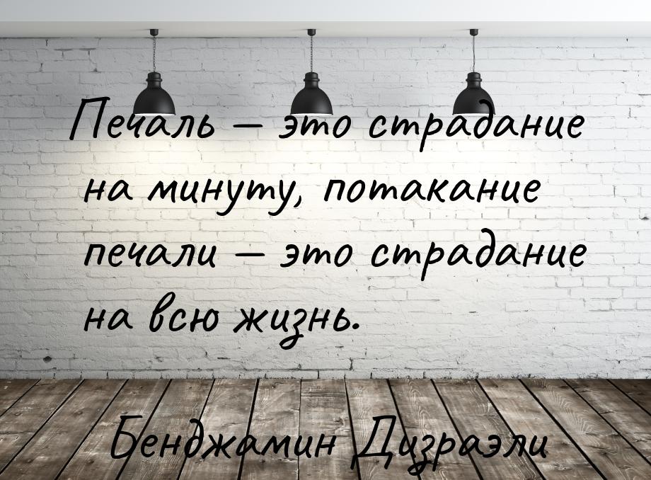 Печаль — это страдание на минуту, потакание печали — это страдание на всю жизнь.