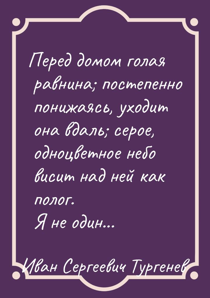 Перед домом голая равнина; постепенно понижаясь, уходит она вдаль; серое, одноцветное небо