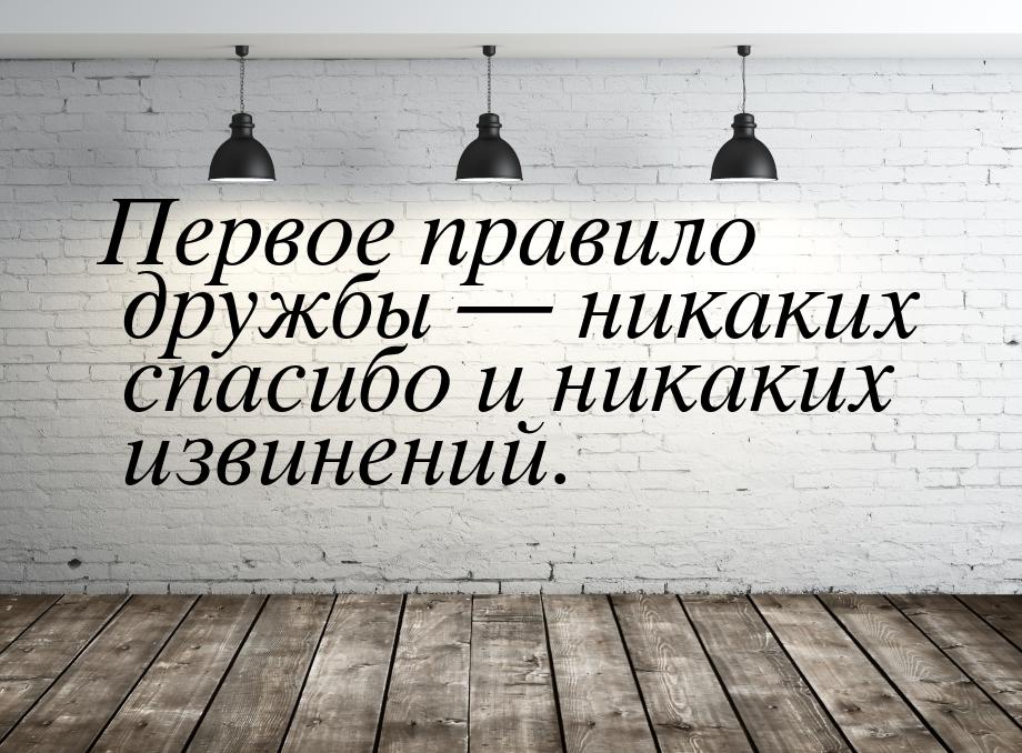 Первое правило дружбы  никаких спасибо и никаких извинений.