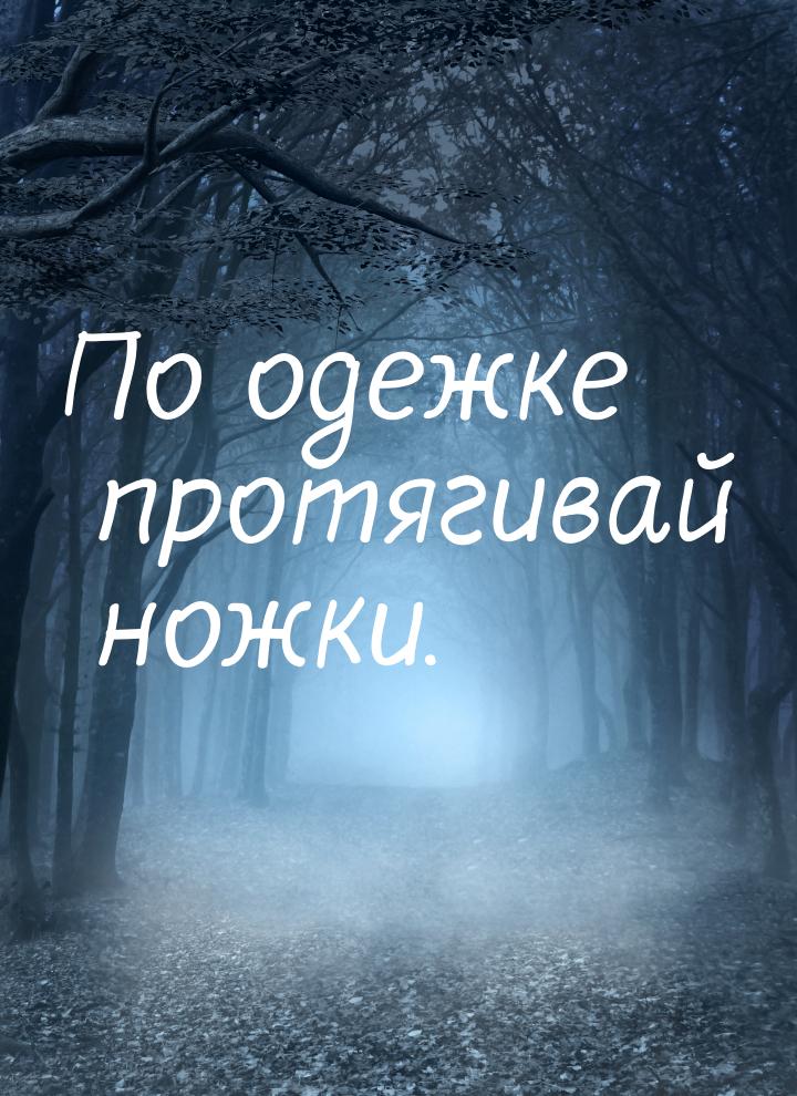 По одежке протягивай ножки.