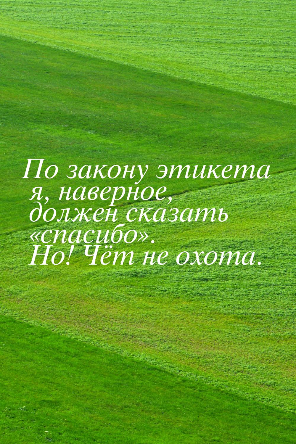 По закону этикета я, наверное, должен сказать спасибо. Но! Чёт не охота.