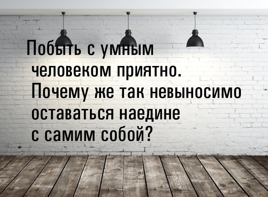 Побыть с умным человеком приятно. Почему же так невыносимо оставаться наедине с самим собо