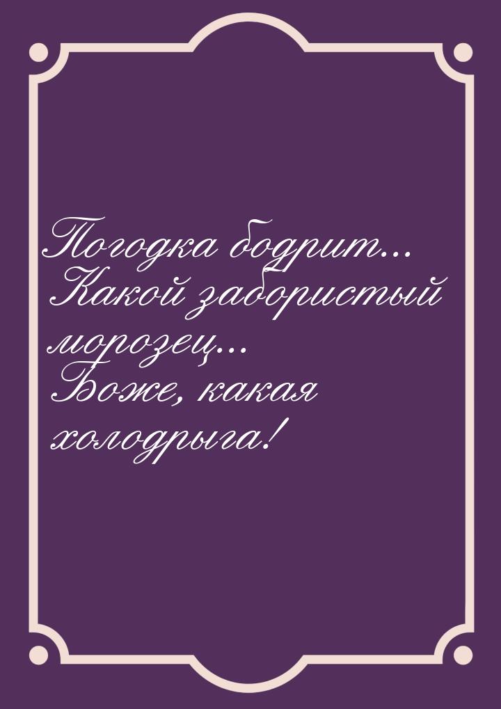 Погодка бодрит... Какой забористый морозец... Боже, какая холодрыга!