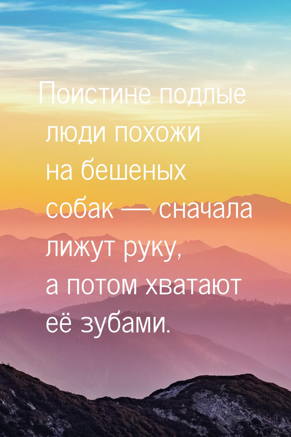 Поистине подлые люди похожи на бешеных собак — сначала лижут руку, а потом хватают её зуба