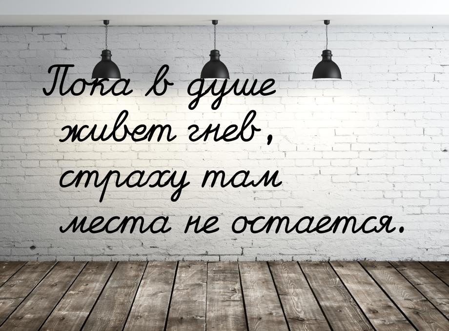 Пока в душе живет гнев, страху там места не остается.