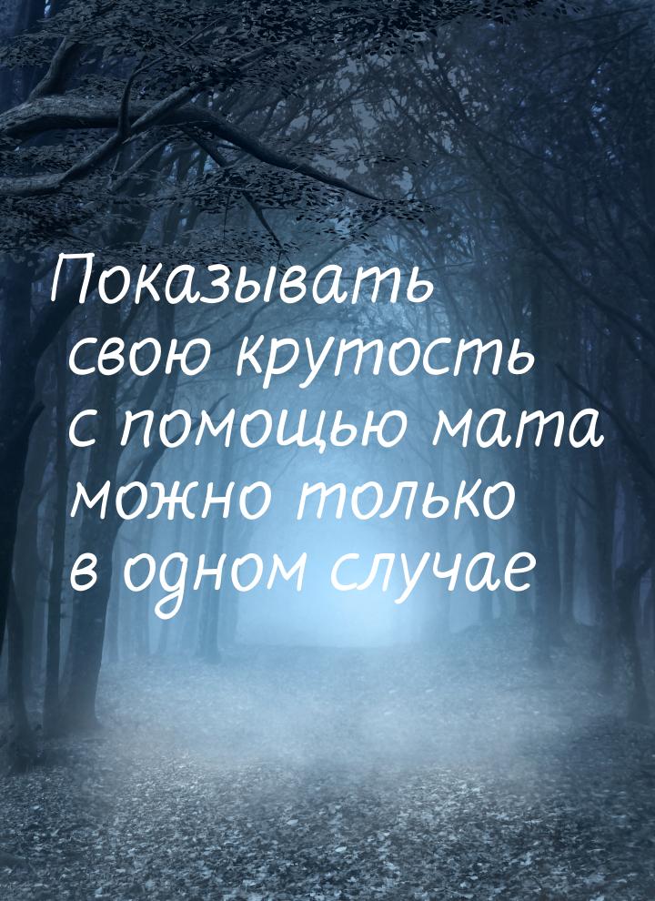 Показывать свою крутость с помощью мата можно только в одном случае