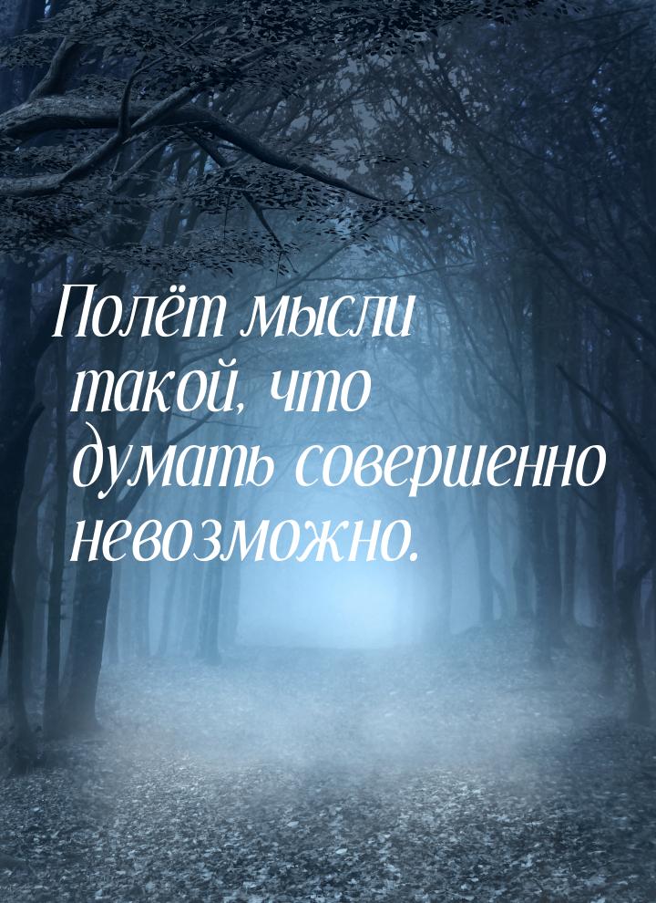 Полёт мысли такой, что думать совершенно невозможно.