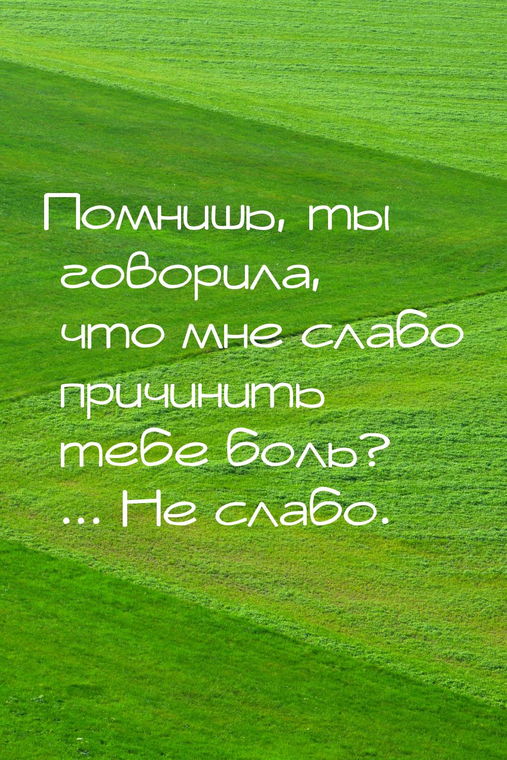 Помнишь, ты говорила, что мне слабо причинить тебе боль? ... Не слабо.