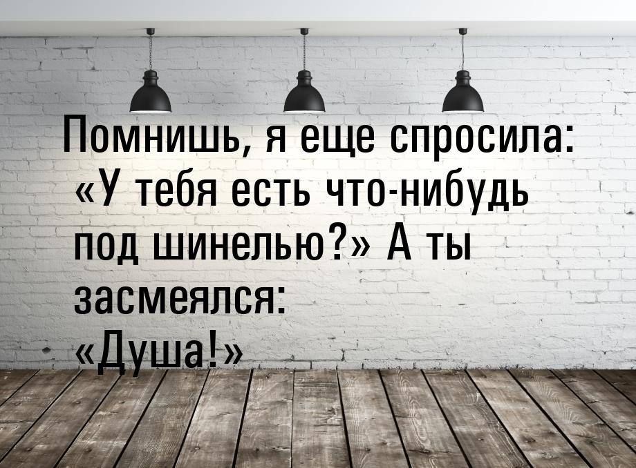 Помнишь, я еще спросила: У тебя есть что-нибудь под шинелью? А ты засмеялся: