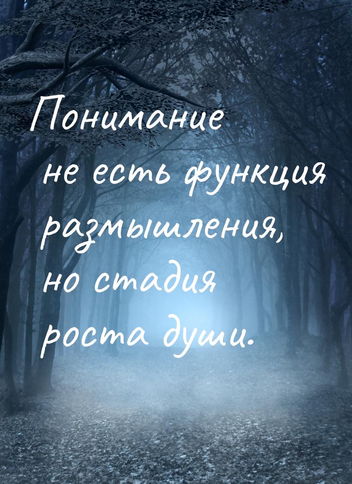 Понимание не есть функция размышления, но стадия роста души.