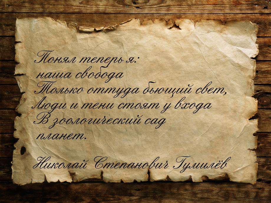 Понял теперь я: наша свобода Только оттуда бьющий свет, Люди и тени стоят у входа В зоолог