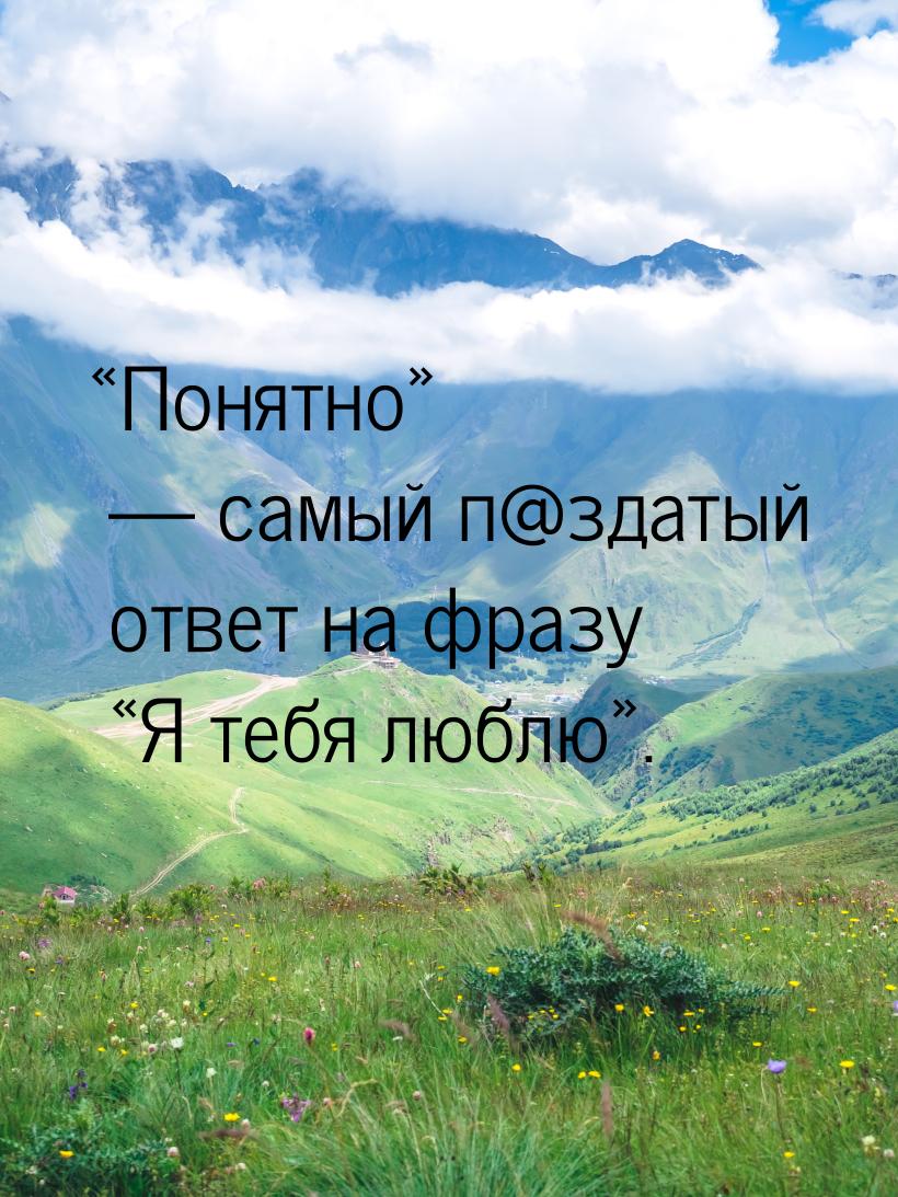 Понятно  самый п@здатый ответ на фразу Я тебя люблю.