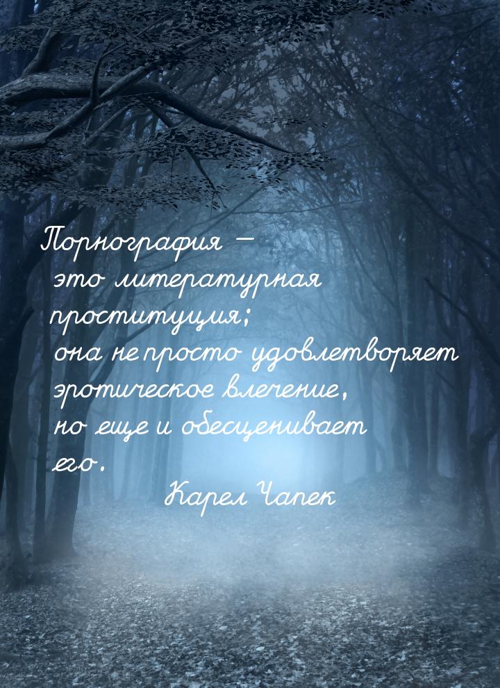 Порнография  это литературная проституция; она не просто удовлетворяет эротическое 