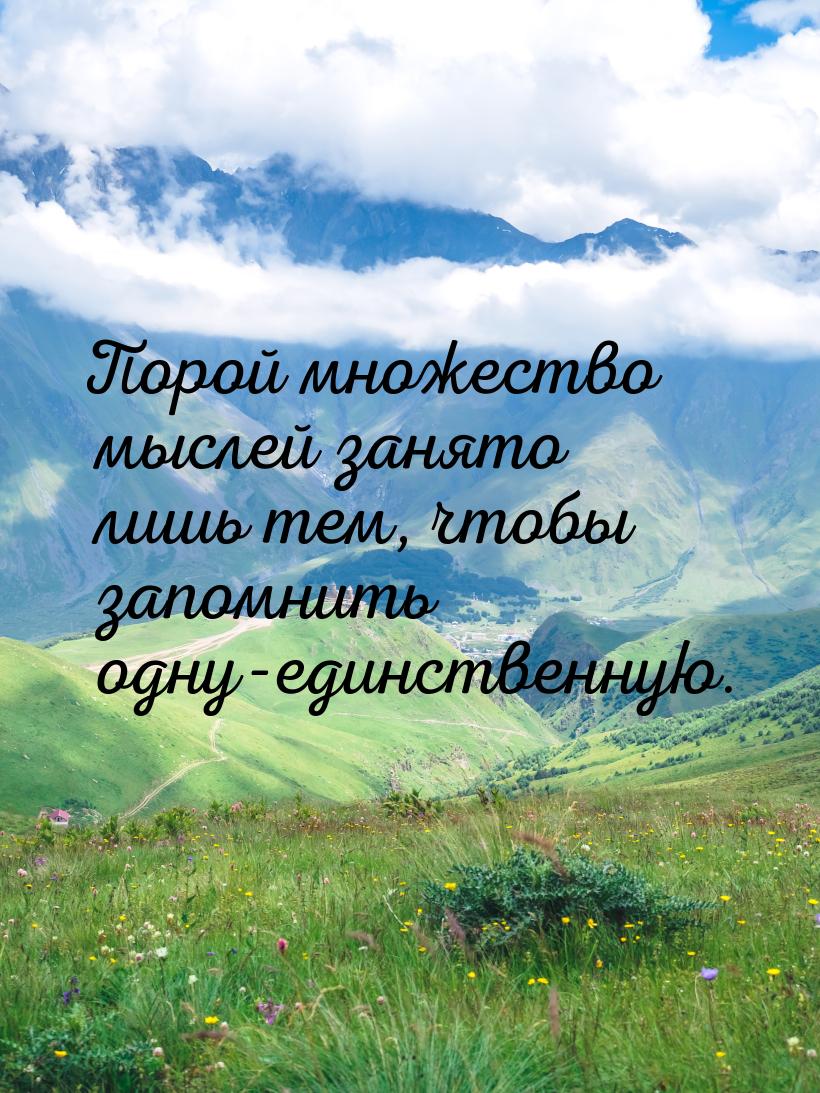 Порой множество мыслей занято лишь тем, чтобы запомнить одну-единственную.