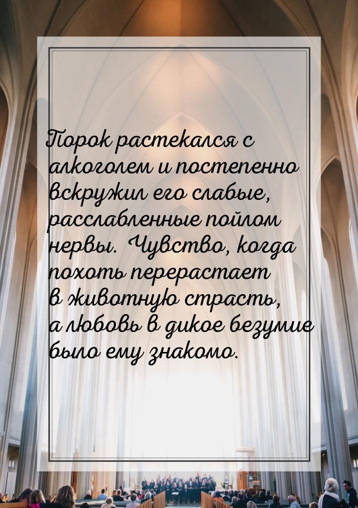 Порок растекался с алкоголем и постепенно вскружил его слабые, расслабленные пойлом нервы.