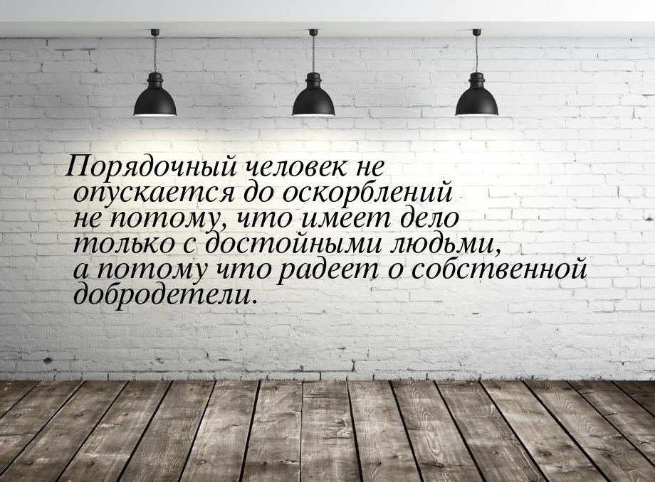 Порядочный человек не опускается до оскорблений не потому, что имеет дело только с достойн