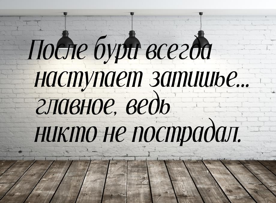 После бури всегда наступает  затишье... главное, ведь никто не пострадал.