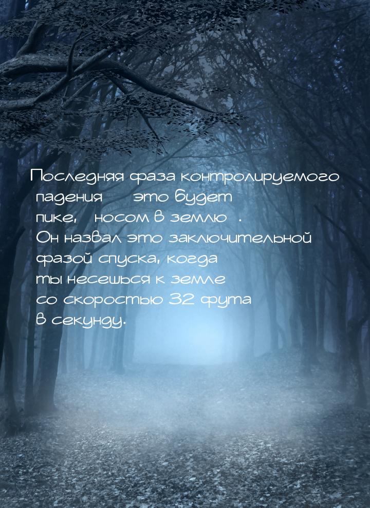 Последняя фаза контролируемого падения  это будет пике, носом в землю