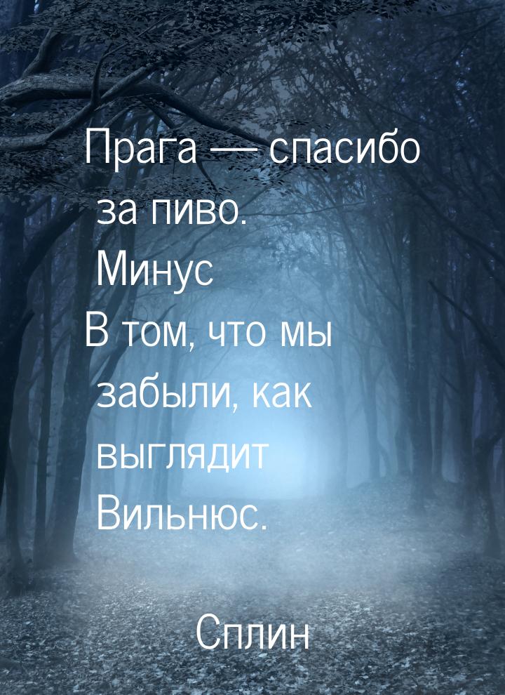 Прага  спасибо за пиво. Минус В том, что мы забыли, как выглядит Вильнюс.