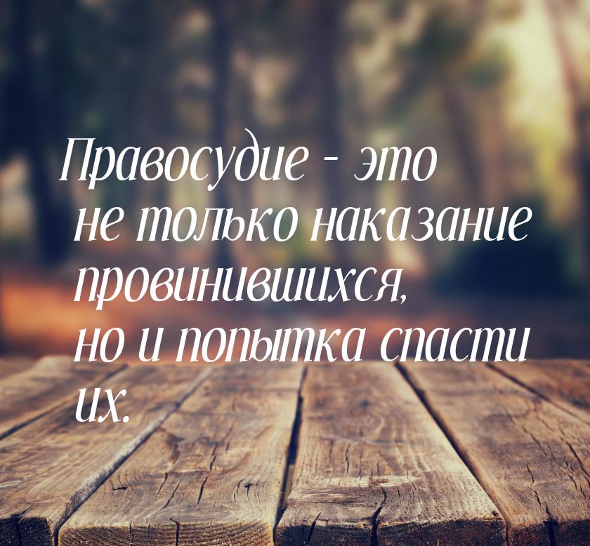 Правосудие – это не только наказание провинившихся, но и попытка спасти их.