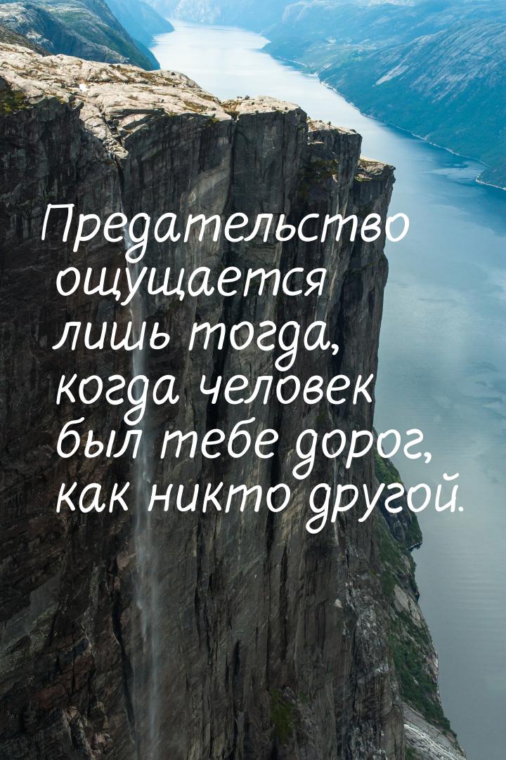 Предательство ощущается лишь тогда, когда человек был тебе дорог, как никто другой.