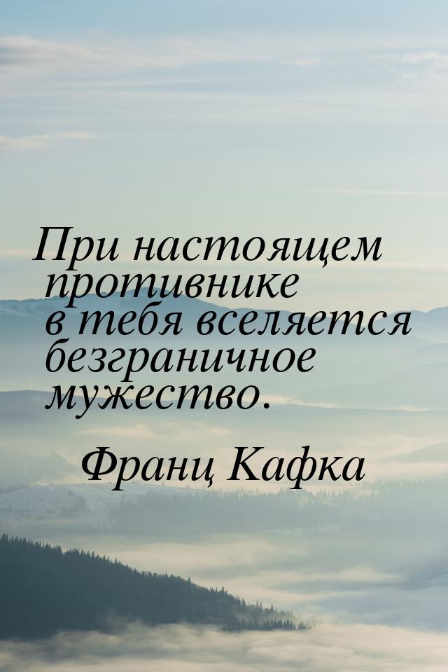 При настоящем противнике в тебя вселяется безграничное мужество.