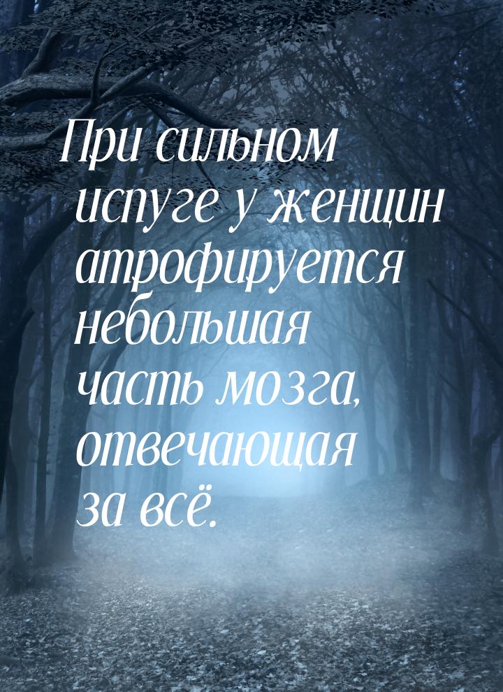 При сильном испуге у женщин атрофируется небольшая часть мозга, отвечающая за всё.