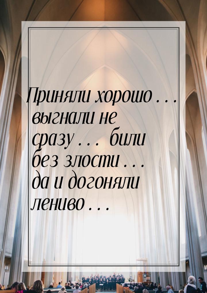 Приняли хорошо… выгнали не сразу… били без злости… да и догоняли лениво…