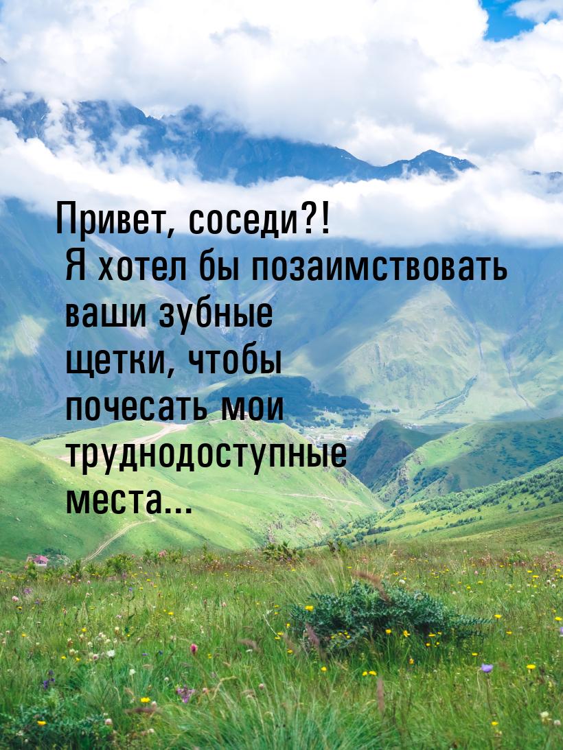 Привет, соседи?! Я хотел бы позаимствовать ваши зубные щетки, чтобы почесать мои труднодос