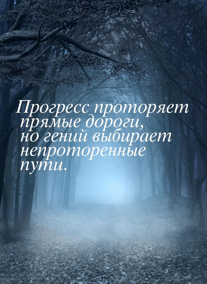 Прогресс проторяет прямые дороги, но гений выбирает непроторенные пути.