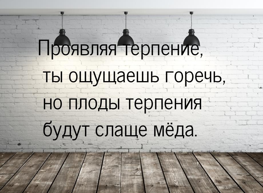 Проявляя терпение, ты ощущаешь горечь, но плоды терпения будут слаще мёда.