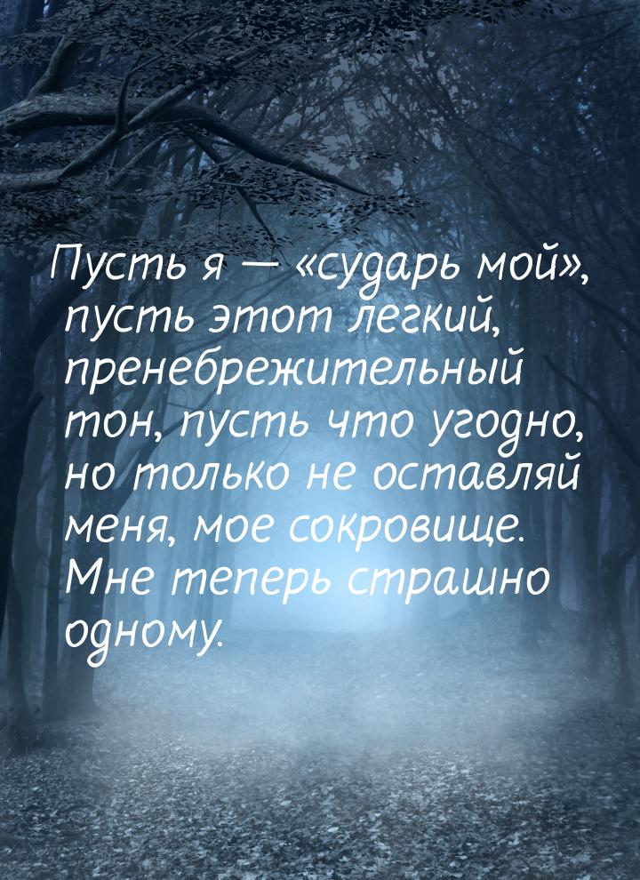 Пусть я  сударь мой, пусть этот легкий, пренебрежительный тон, пусть 