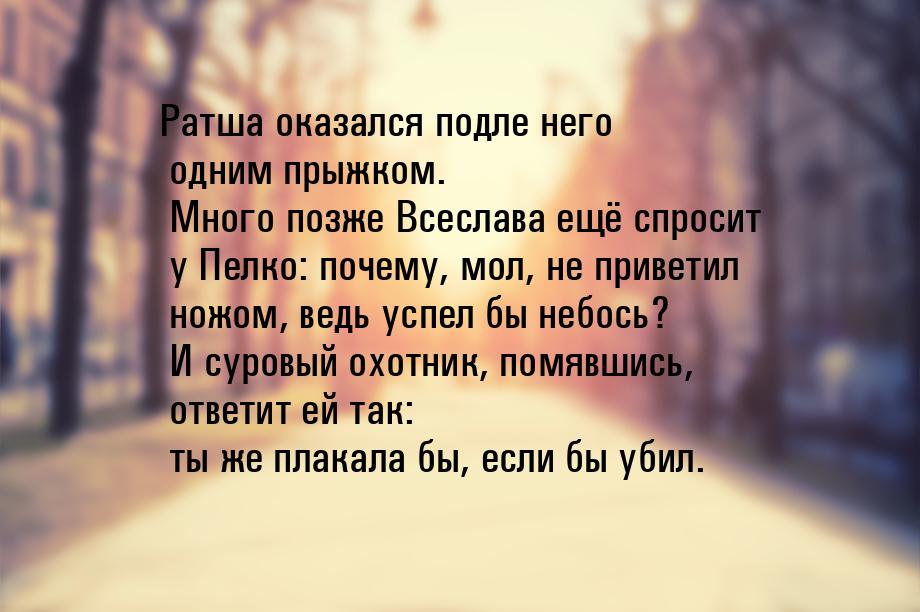 Ратша оказался подле него одним прыжком. Много позже Всеслава ещё спросит у Пелко: почему,