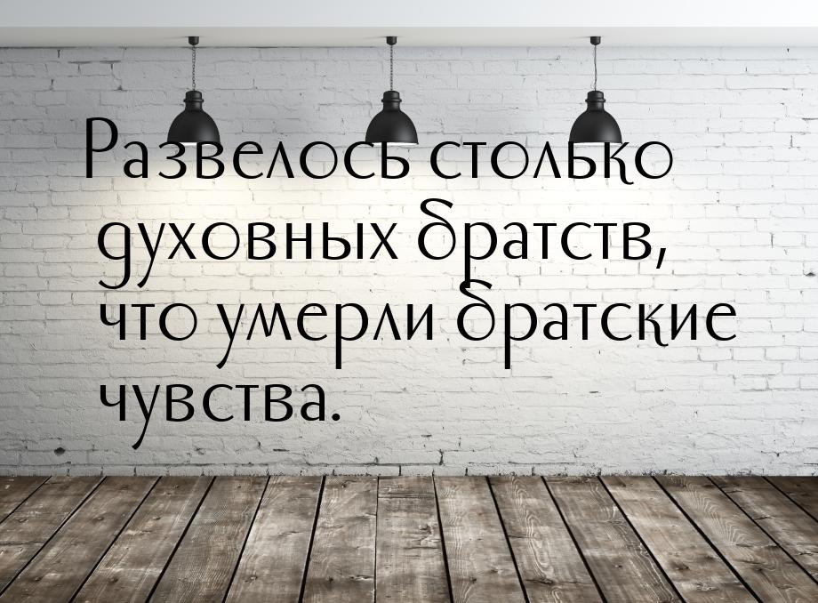 Развелось столько духовных братств, что умерли братские чувства.