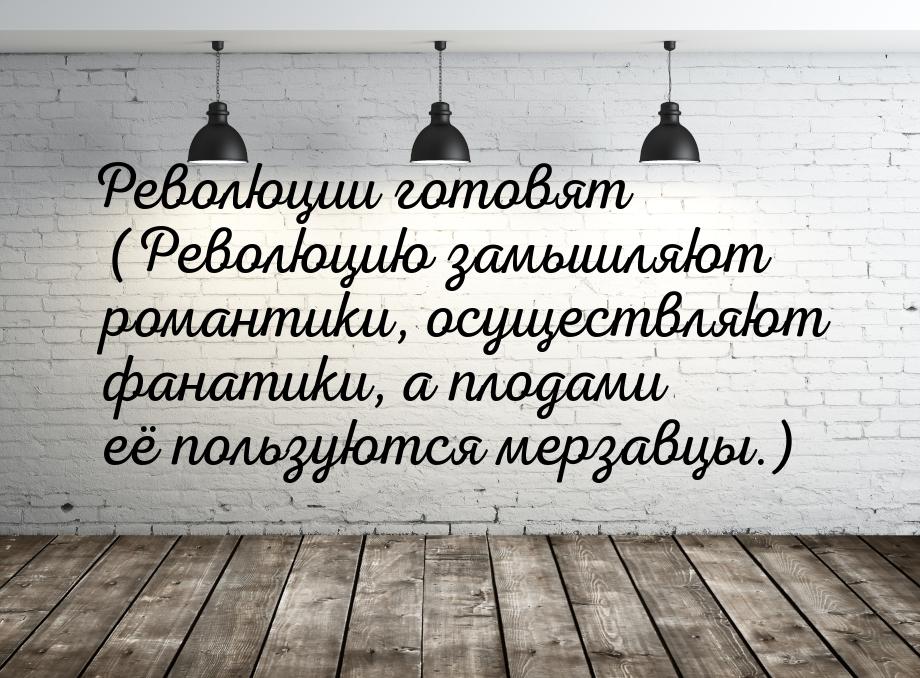 Революции готовят (Революцию замышляют романтики, осуществляют фанатики, а плодами её поль