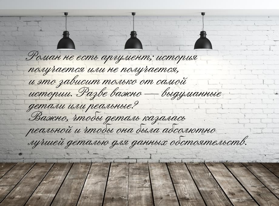 Роман не есть аргумент; история получается или не получается, и это зависит только от само