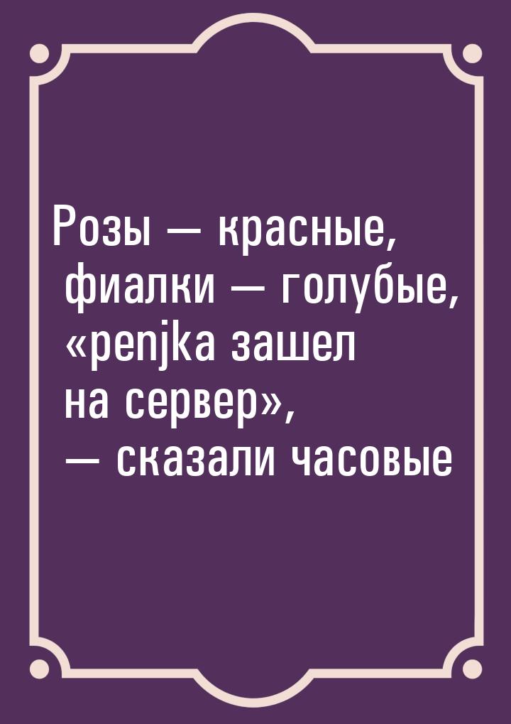 Розы  красные, фиалки  голубые, «penjka зашел на сервер»,  сказали ча