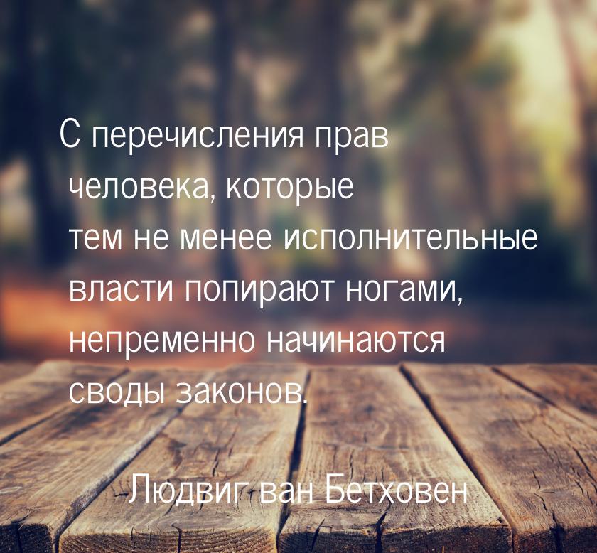 С перечисления прав человека, которые  тем не менее исполнительные власти попирают ногами,