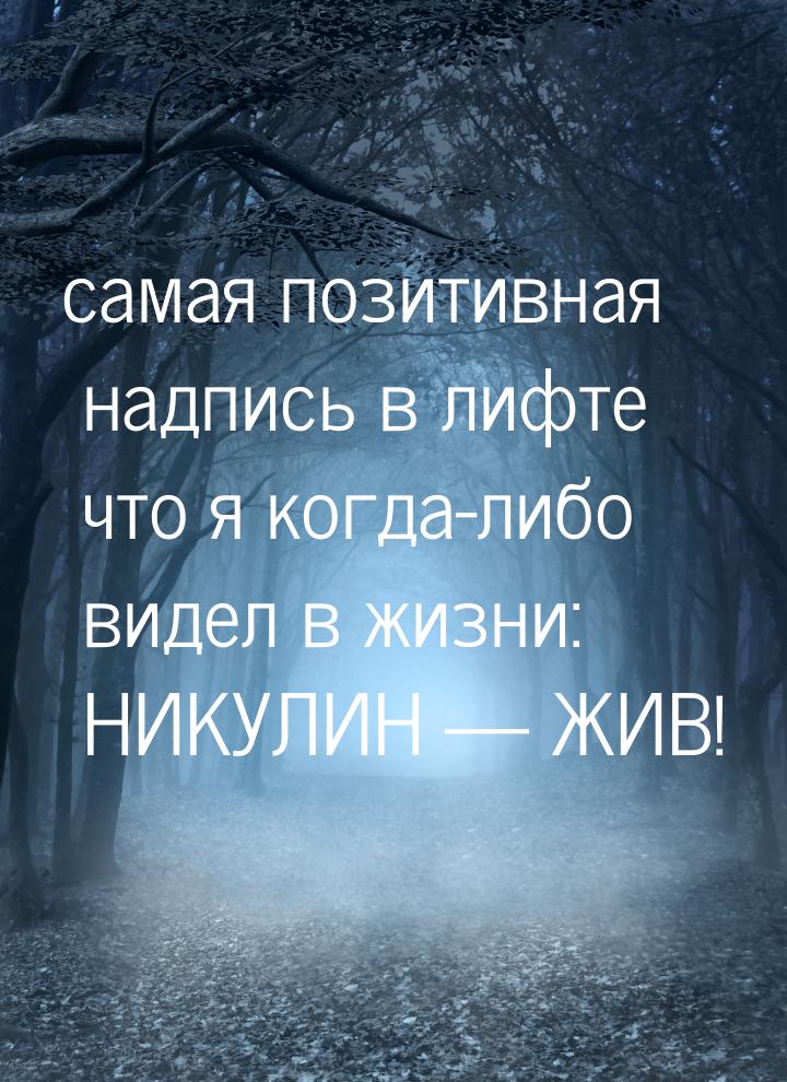 самая позитивная надпись в лифте что я когда-либо видел в жизни: НИКУЛИН  ЖИВ!