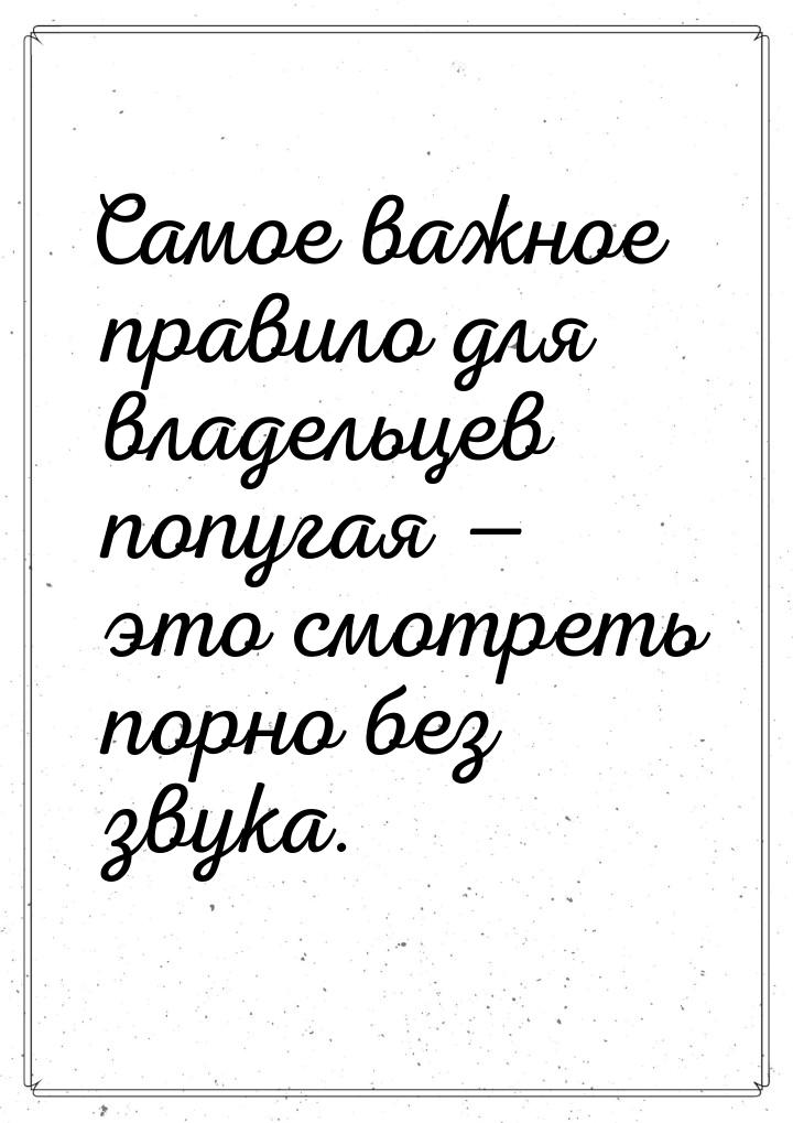 Самое важное правило для владельцев попугая  это смотреть порно без звука.