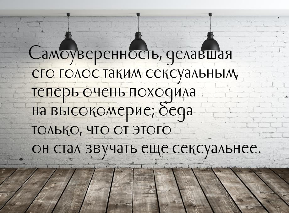 Самоуверенность, делавшая его голос таким сексуальным, теперь очень походила на высокомери