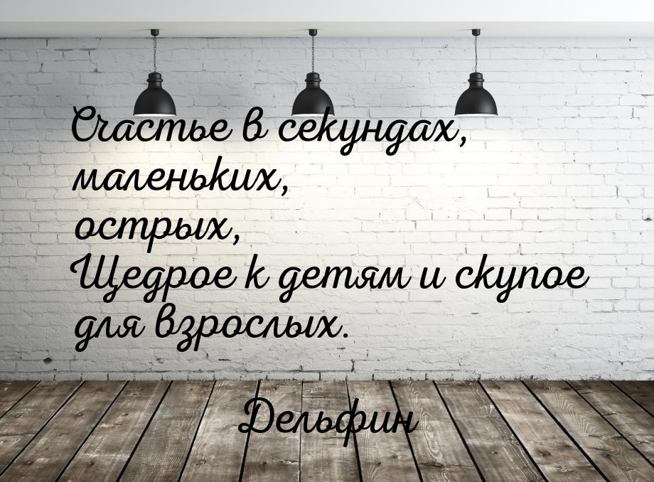 Счастье в секундах, маленьких, острых, Щедрое к детям и скупое для взрослых.