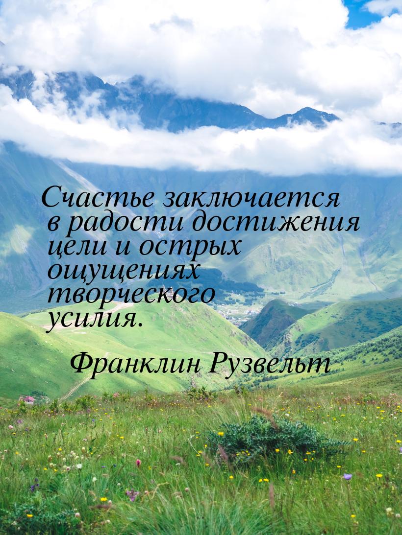 Счастье заключается в радости достижения цели и острых ощущениях творческого усилия.