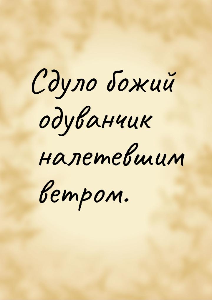 Сдуло божий одуванчик налетевшим ветром.