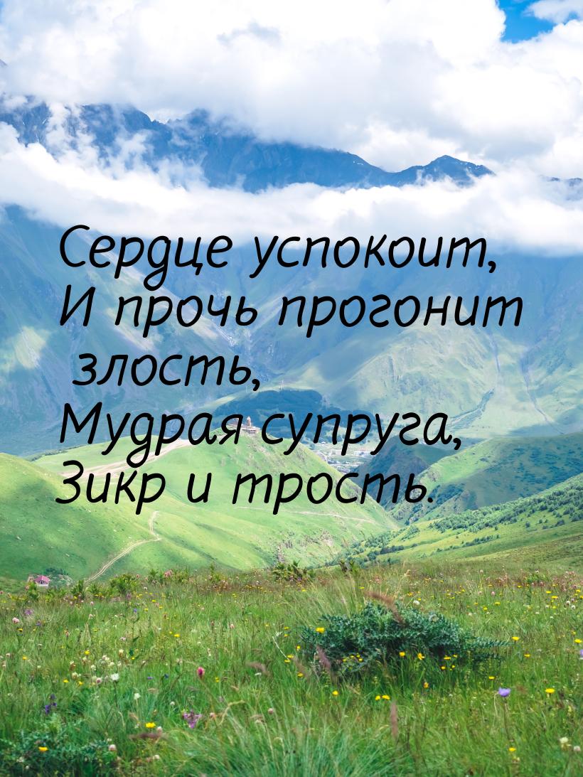 Сердце успокоит, И прочь прогонит злость, Мудрая супруга, Зикр и трость.