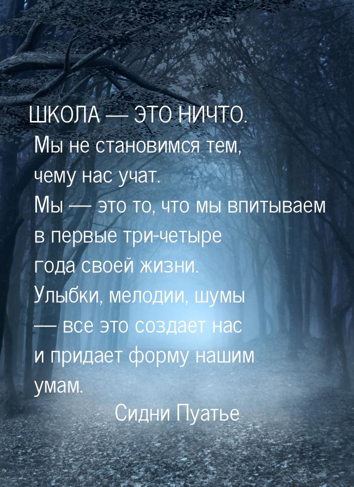 ШКОЛА — ЭТО НИЧТО. Мы не становимся тем, чему нас учат. Мы — это то, что мы впитываем в пе