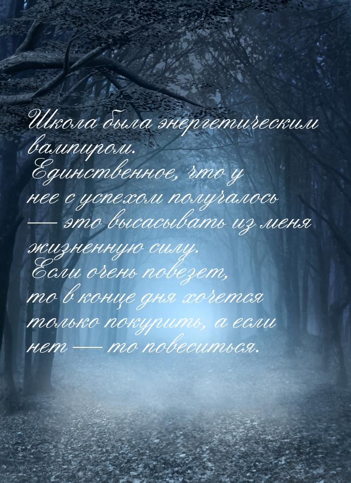 Школа была энергетическим вампиром. Единственное, что у нее с успехом получалось — это выс