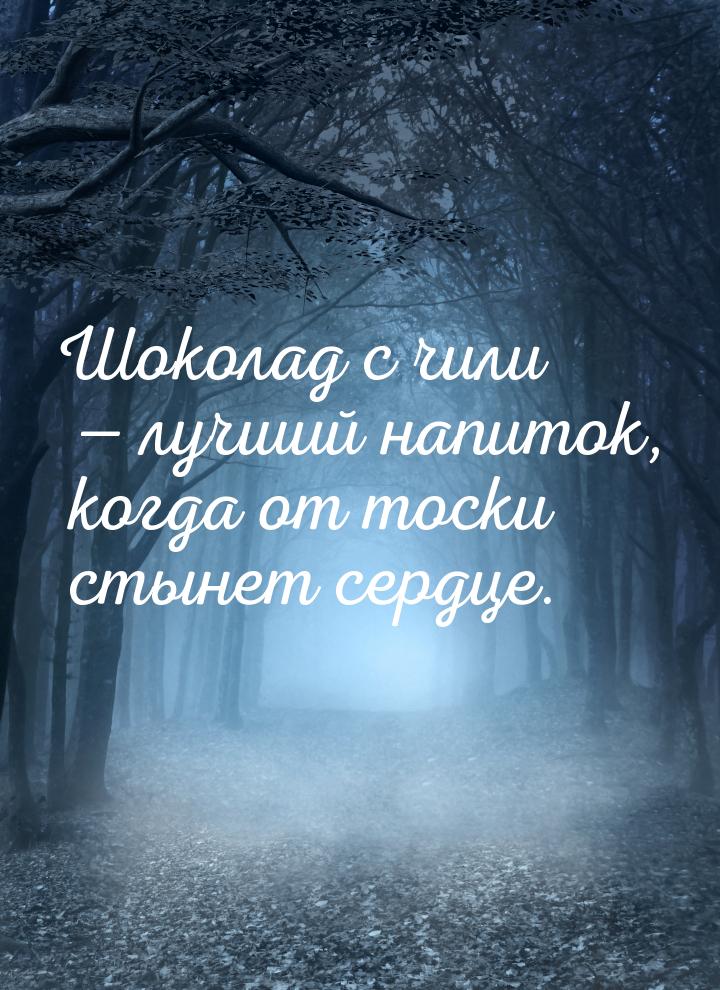 Шоколад с чили  лучший напиток, когда от тоски стынет сердце.