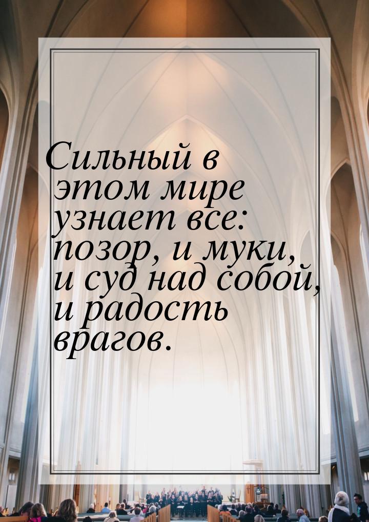 Сильный в этом мире узнает все: позор, и муки, и суд над собой, и радость врагов.